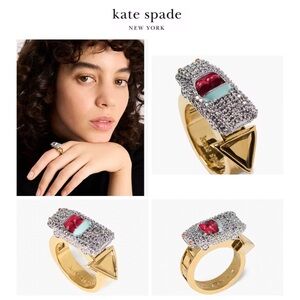 NWT Kate Spade♠️NEW YORK MINUTE 12-K Gold Plated CZ Crystals Car Cocktail Ring